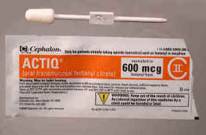 600 mcg Actiq dosage next to its packaging