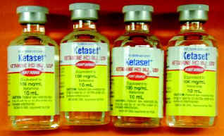 Four 10 ml bottles of ketamine